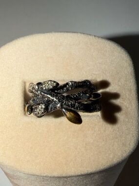 Stephen Dweck Diamond Sterling Silver & Gold Triple Branch Ring, Size 5